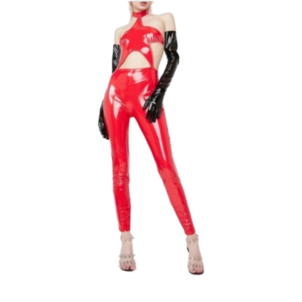 K Too Cherry Patent Jumpsuit